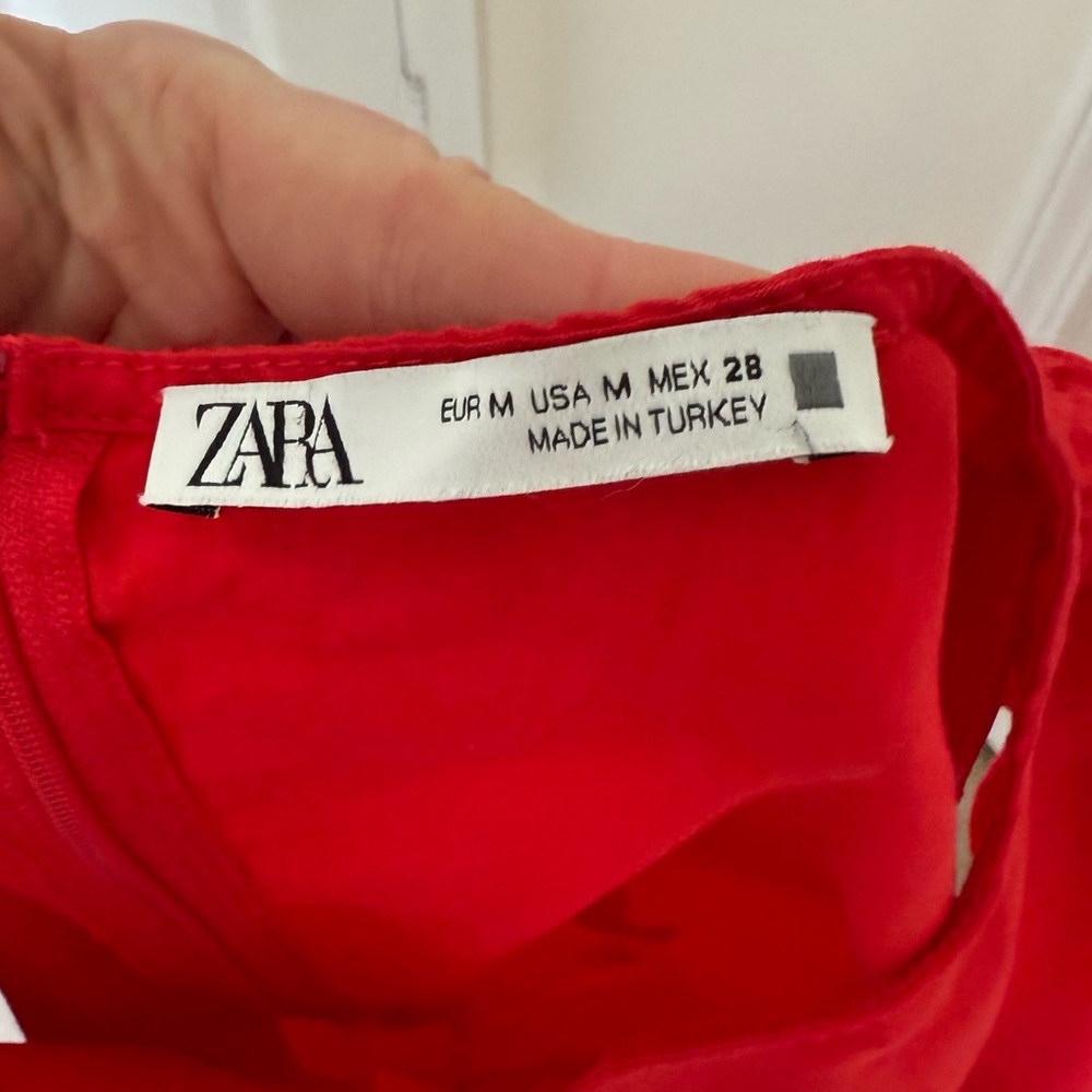 ZARA 100% cotton Red Mini Dress- size M- excellent condition - Picture 6 of 10